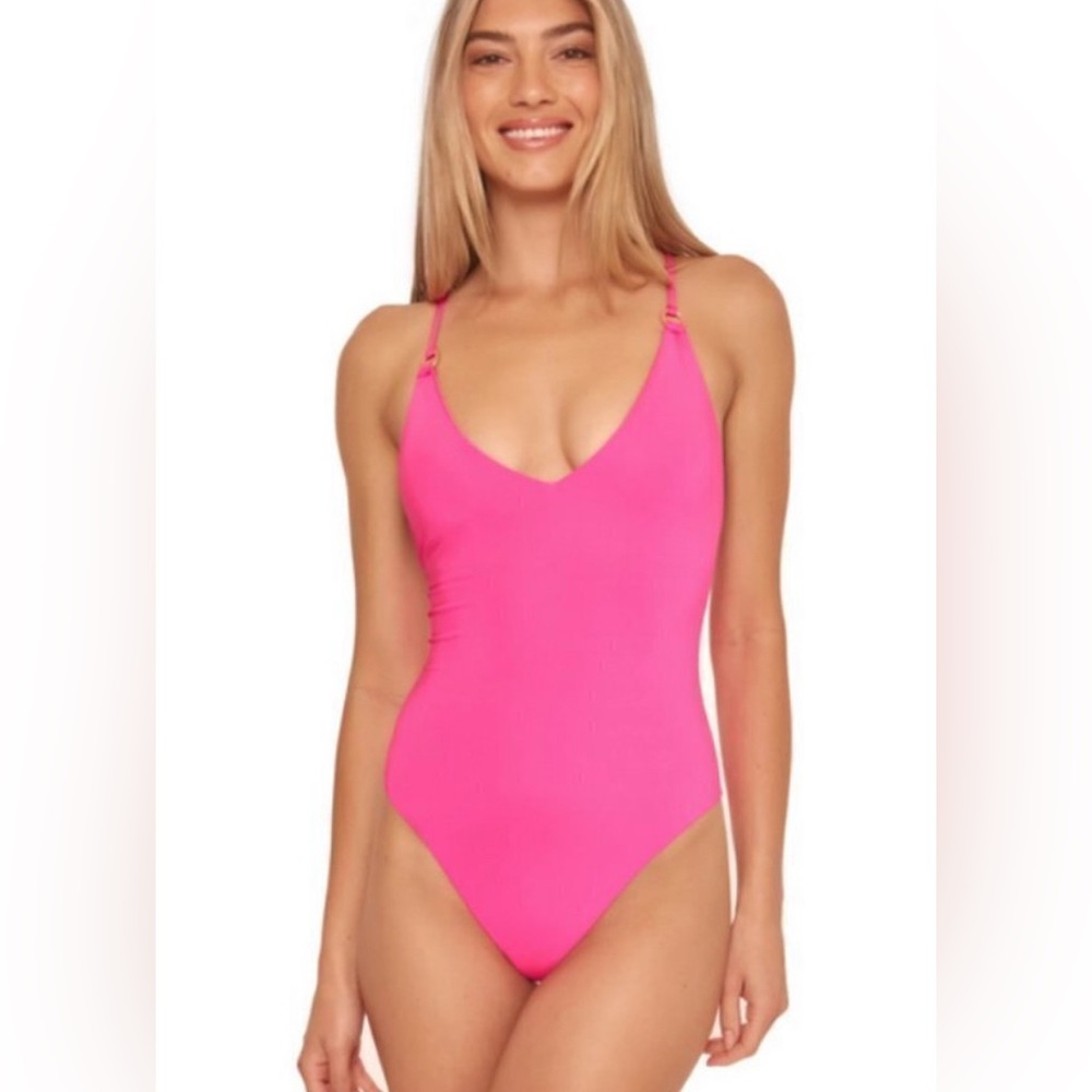 TRINA TURK Monaco Convertible One Piece Swimsuit ~ Pitaya Pink 6 NWT - Picture 3 of 8